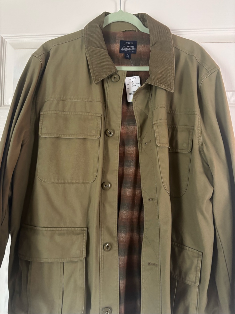 J. Crew Olive Green Military Field Jacket with Corduroy Collar